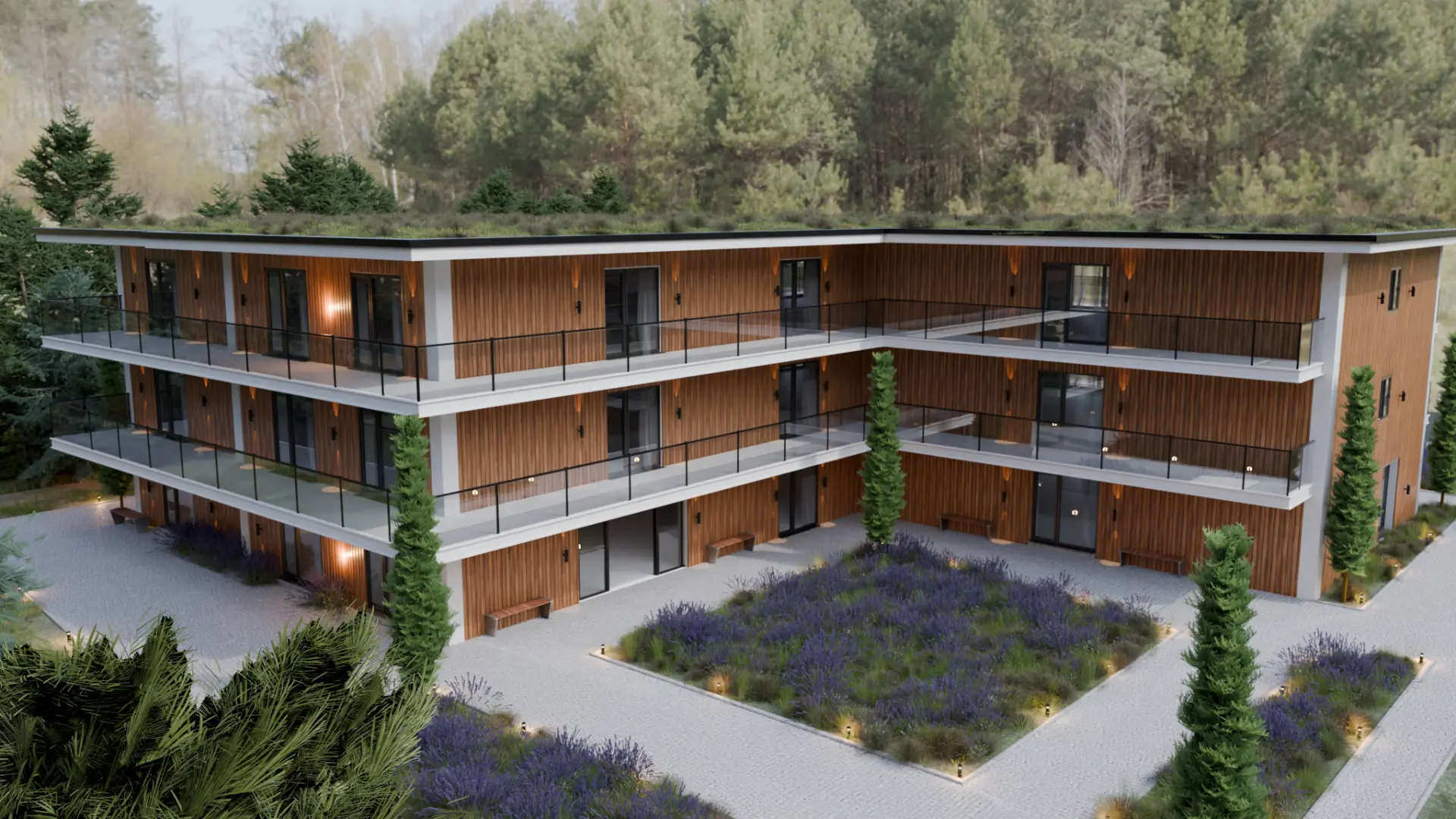 Bad Saarow-Silberberg · 17 WE — Rendering Innenhof